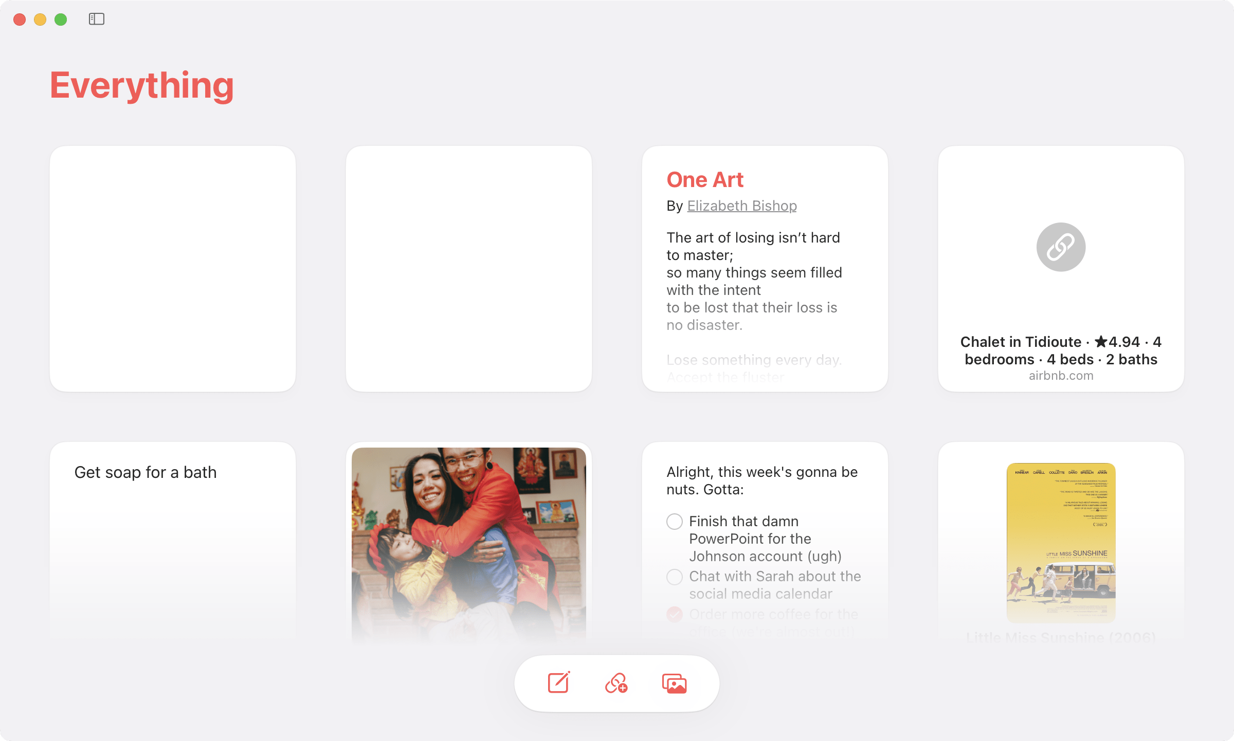 A screenshot of the Bleep app featuring content cards in a square grid
